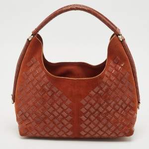 Pre Owned Bottega Veneta Brown Intrecciato Leather and Suede Hobo