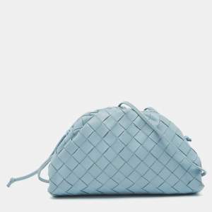 Bottega Veneta Light Blue Intrecciato Leather Mini The Pouch Bag
