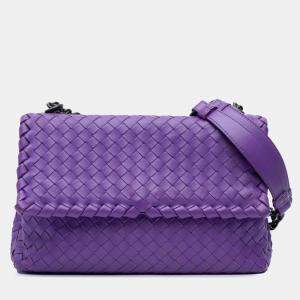 Bottega Veneta Purple Small Nappa Intrecciato Olimpia Shoulder Bag