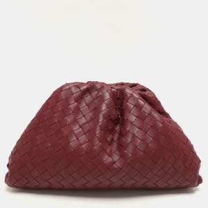Bottega Veneta Burgundy Intrecciato Leather Teen Pouch Clutch