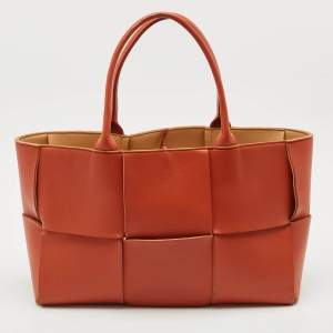 Bottega Veneta Brown Intreccio Leather Medium Arco Tote