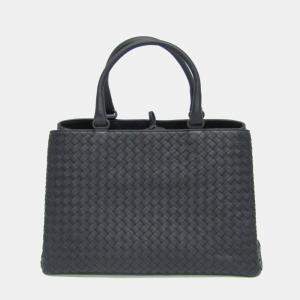 Bottega Veneta Navy Blue Intrecciato Leather Tote Bag