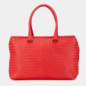 Bottega Veneta Red Nappa Intrecciato Brick Tote