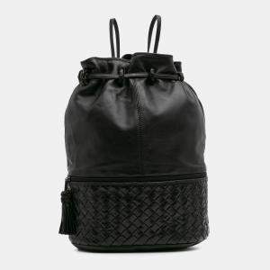Bottega Veneta Black Nappa Intrecciato Drawstring Backpack