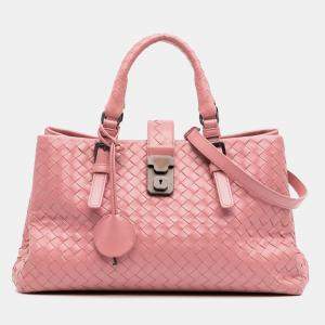 Bottega Veneta Pink Nappa Intrecciato Roma Satchel Small Bag