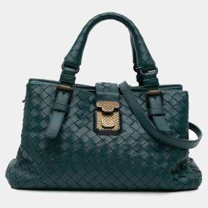 Bottega Veneta Green Mini Nappa Intrecciato Roma Satchel