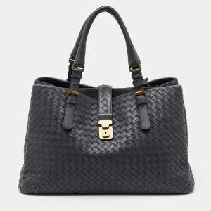 Bottega Veneta Grey Intrecciato Leather Medium Roma Tote