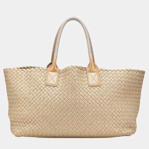 Bottega Veneta Grey Medium Lambskin Intreccio Cabat Tote