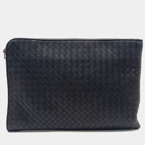 Bottega Veneta Black Leather Mesh Clutch