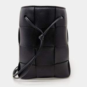 Bottega Veneta Black Leather Cassette Bucket Bag