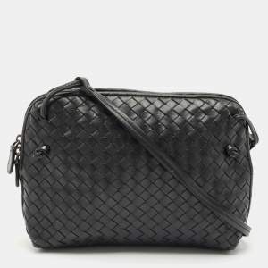 Pre Owned Bottega Veneta Black Intrecciato Leather Nodini Shoulder Bag