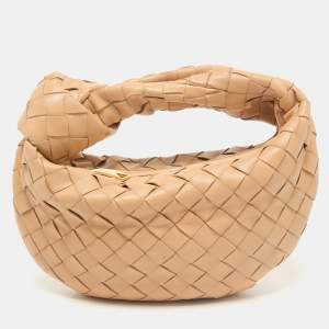 Bottega Veneta Beige Intrecciato Leather Mini Jodie Hobo