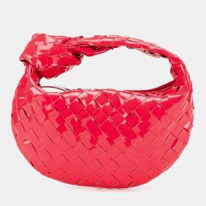Bottega Veneta Red Mini Patent Intrecciato Jodie