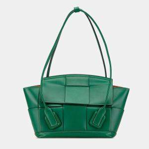Bottega Veneta Green Small Calfskin Maxi Intrecciato Arco Satchel