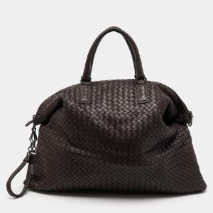 Bottega Veneta Dark Brown Intrecciato Leather Maxi Convertible Tote