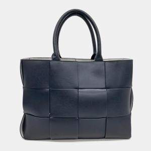 Bottega Veneta Navy Blue Leather Arco Tote and Shoulder Bag