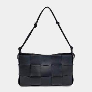 Bottega Veneta Black Leather Cassette Shoulder Bag