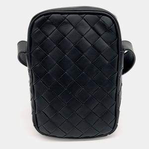Bottega Veneta Black Leather Mini Cassette Crossbody Bag