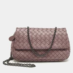 Bottega Veneta Old Rose Intreccaito Leather Olimpia Chain Shoulder Bag