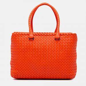 Bottega Veneta Intrecciato Brick Tote Orange Nappa Bag