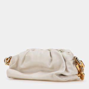 Bottega Veneta White Lambskin Chain Pouch