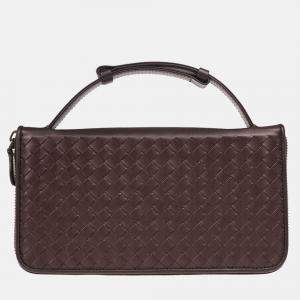 Bottega Veneta Brown Intrecciato Travel Wallet