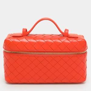 Bottega Veneta Orange Intrecciato Leather Bang Bang Vanity Case