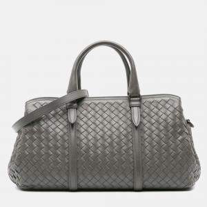 Bottega Veneta Grey Nappa Intrecciato Top Handle Bag