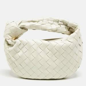 Bottega Veneta White Intrecciato Leather Mini Jodie Hobo