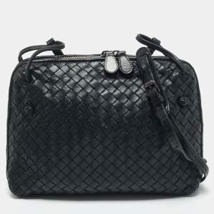 Bottega Veneta Black Intrecciato Leather Nodini Crossbody Bag