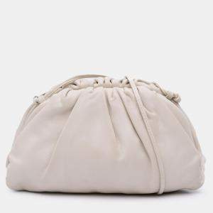 Bottega Veneta White Lambskin The Mini Pouch Shoulder Bag