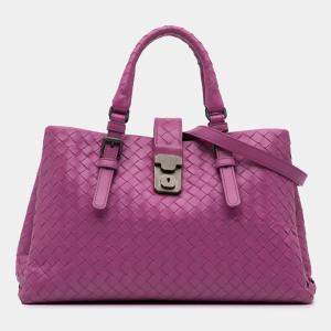 Bottega Veneta Purple Medium Nappa Intrecciato Roma Satchel