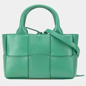 Bottega Veneta Green Candy Lambskin Intreccio Arco Tote