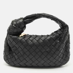 Bottega Veneta Black Intrecciato Leather Mini Jodie Hobo