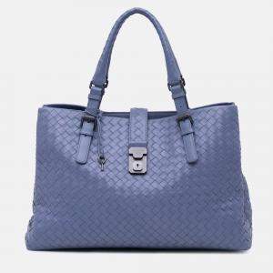 Bottega Veneta Blue Medium Nappa Intrecciato Roma Tote