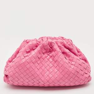 Bottega Veneta Pink Intrecciato Leather Classic The Pouch