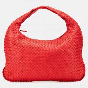 Bottega Veneta Red Small Nappa Intrecciato Veneta Hobo