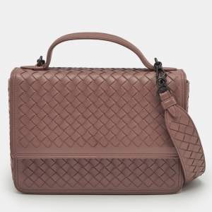Bottega Veneta Old Rose Intrecciato Leather Alumna Top Handle Bag