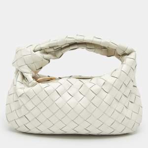 Bottega Veneta Off White Intrecciato Leather Mini Jodie Hobo