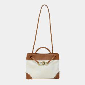 Bottega Veneta Brown Natural 24 Small Andiamo Tote Shoulder Leather Canvas