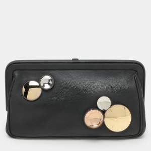 Bottega Veneta Black Leather Embellished Clutch