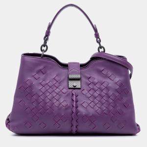 Bottega Veneta Purple Nappa Intrecciato Napoli Satchel