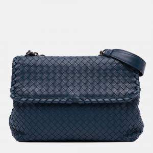 Bottega Veneta Navy Blue Medium Nappa Intrecciato Olimpia Shoulder Bag