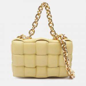 Bottega Veneta Yellow Nappa Intrecciato Padded Chain Cassette Satchel