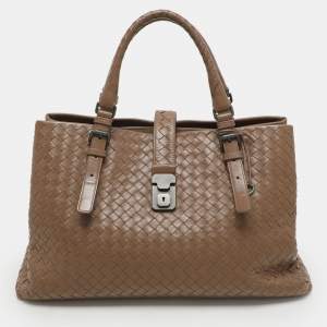 Bottega Veneta Beige Intrecciato Leather Medium Roma Tote