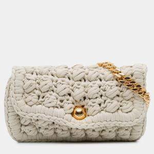 Bottega Veneta Crochet Brown Jersey Shoulder Bag
