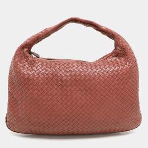 Bottega Veneta Brick Red Intrecciato Leather Medium Veneta Hobo