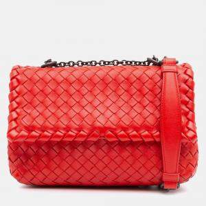 Pre Owned Bottega Veneta Red Baby Nappa Intrecciato Olimpia Crossbody