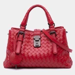 Bottega Veneta Red Mini Nappa Intrecciato Roma Satchel