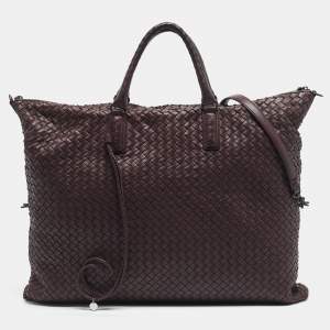 Bottega Veneta Burgundy Intrecciato Leather Maxi Convertible Tote